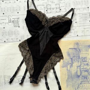 Vintage 90s Victoria’s Secret Lace Corset Bodysuit with Lace Trim